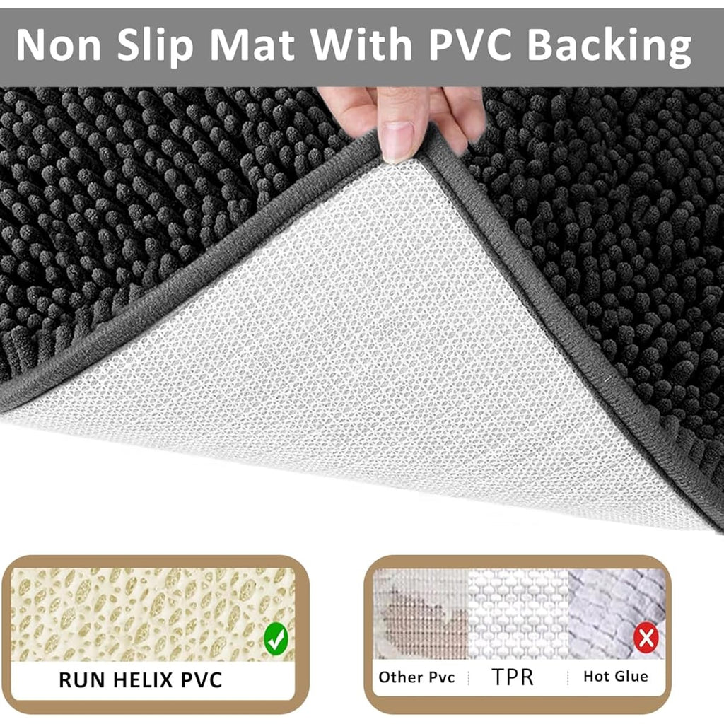 Bathroom Rugs Set Non Slip 3 Piece Bath Mat Washable Chenille Bath Rugs with PVC Backing Bath Carpet,Absorbent Bathroom Mats with Toilet Rug,Bath Mats for Bathroom,Bedroom, Kitchen,Tub,Home Decor