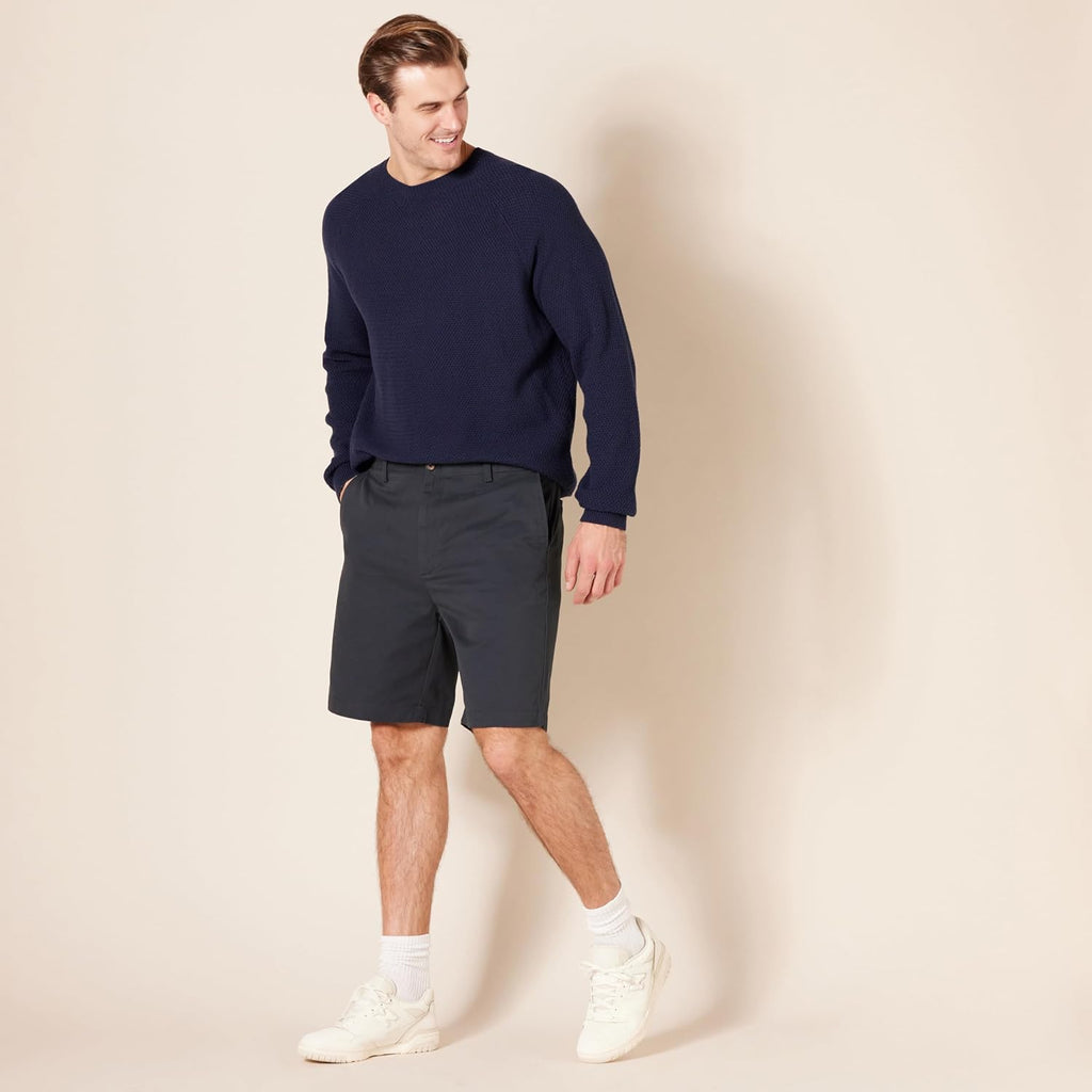 Amazon Essentials Men'S Classic-Fit 9" Cotton Twill Chino Shorts With Button-Through Pockets