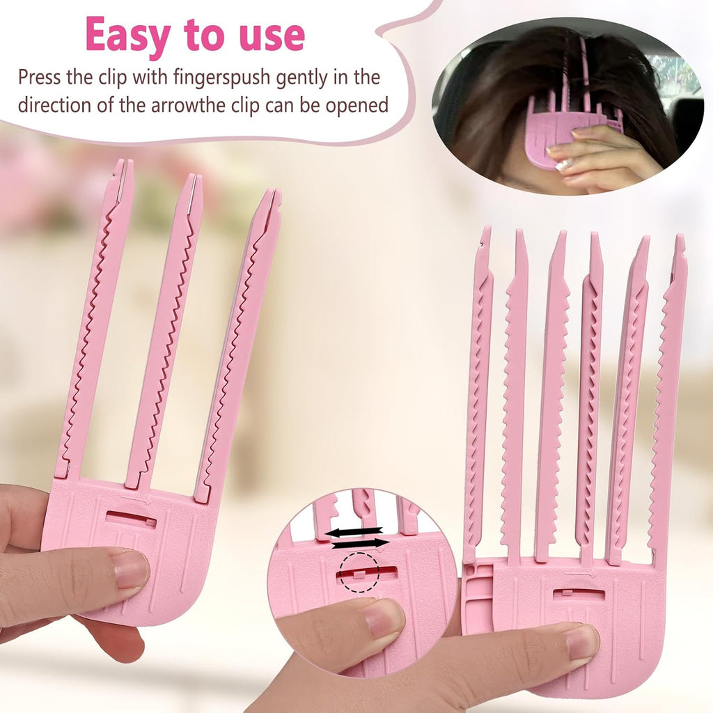 2-Pack Hair Volume Clip, Root Clips For Curly Hair Volume Lift | 6-Teeth And 3-Teeth Design, Heat-Resistant Pink Plastic, Root Lifter Hair Tool, Styling Accessory For Fine Strands