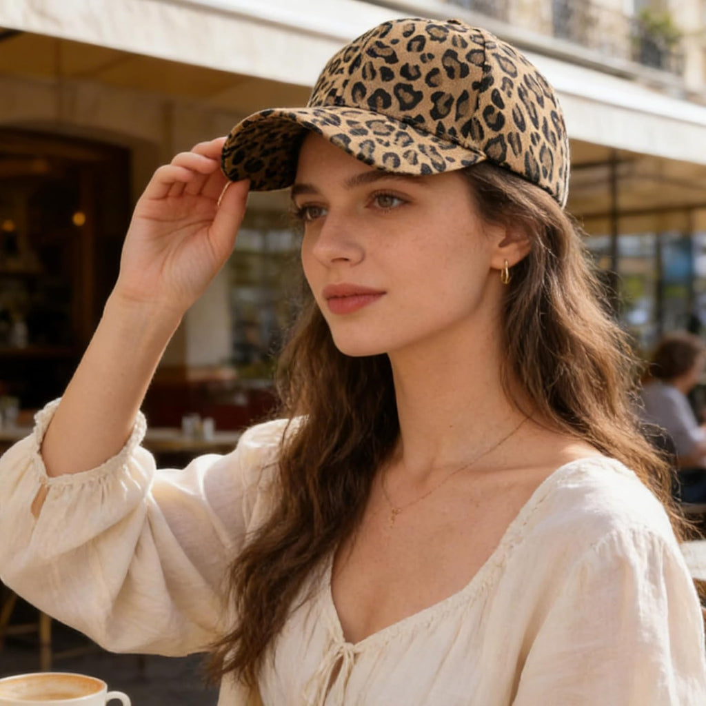 Baseball Hats for Women Men Adjustable Leopard Print Dad Trucker Hat Cotton Sun Protection Caps Sports Golf Medium