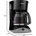 Mr. Coffee Black Coffee Maker, 12 Cups, with Auto Pause and Glass Carafe, Perfect for Home and Office Use