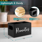 Drastar Remote Control Holder, Wood Tv Remote Holder, Remote Storage Caddy, Remote Control Organizer (Black, 2 Slots)