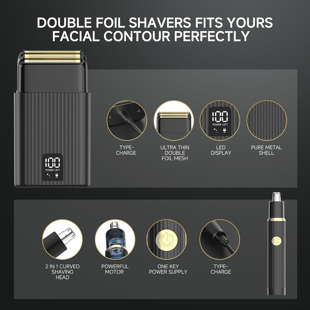 GTS Hair Clippers for Men Professional, Beard Trimmer Kits & Sets, Cordless Mens Hair Trimmer, Electric Shavers, Haircutting Machine with LED Display, for Barber 4 in 1