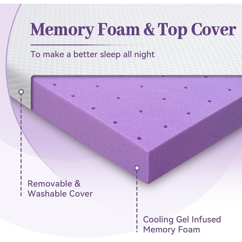 Sinweek 2 Inch Gel Memory Foam Mattress Topper Twin Size, Ventilated High Density Pad For Back Pain, Bed Topper With Removable Soft Cover, Certipur-Us Certified