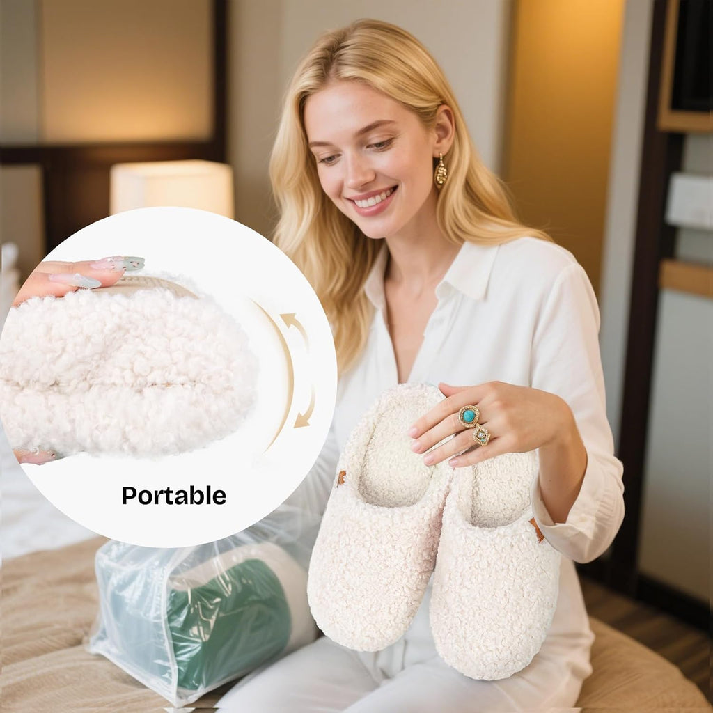Everfoams Women'S Fuzzy Slip-On Slippers Soft Comfy Memory Foam Indoor House Shoes
