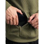 Men'S Quarter Zip Hoodie Waffle Knit Hooded Sweatshirt Loose Fit Casual Long Sleeve Pullover With Pockets