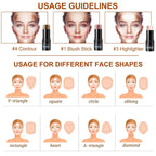 Lezero 3Pcs Contour Stick Makeup Kit, Shades With Highlighter, Blush And Bronzer Stick For Sculpt The Face And All Skin Type, Long Lasting, Smooth, Dewy & Matte Finish, Light Medium