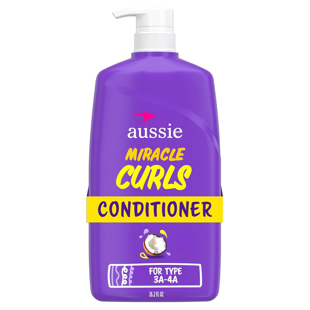 Aussie Miracle Curls Conditioner With Coconut Oil, Paraben Free, 26.2 Oz