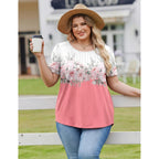 IN'VOLAND Womens Plus Size Tops Tunic Short Sleeve Crew Neck Shirts Casual Summer Blouse 1X-5X