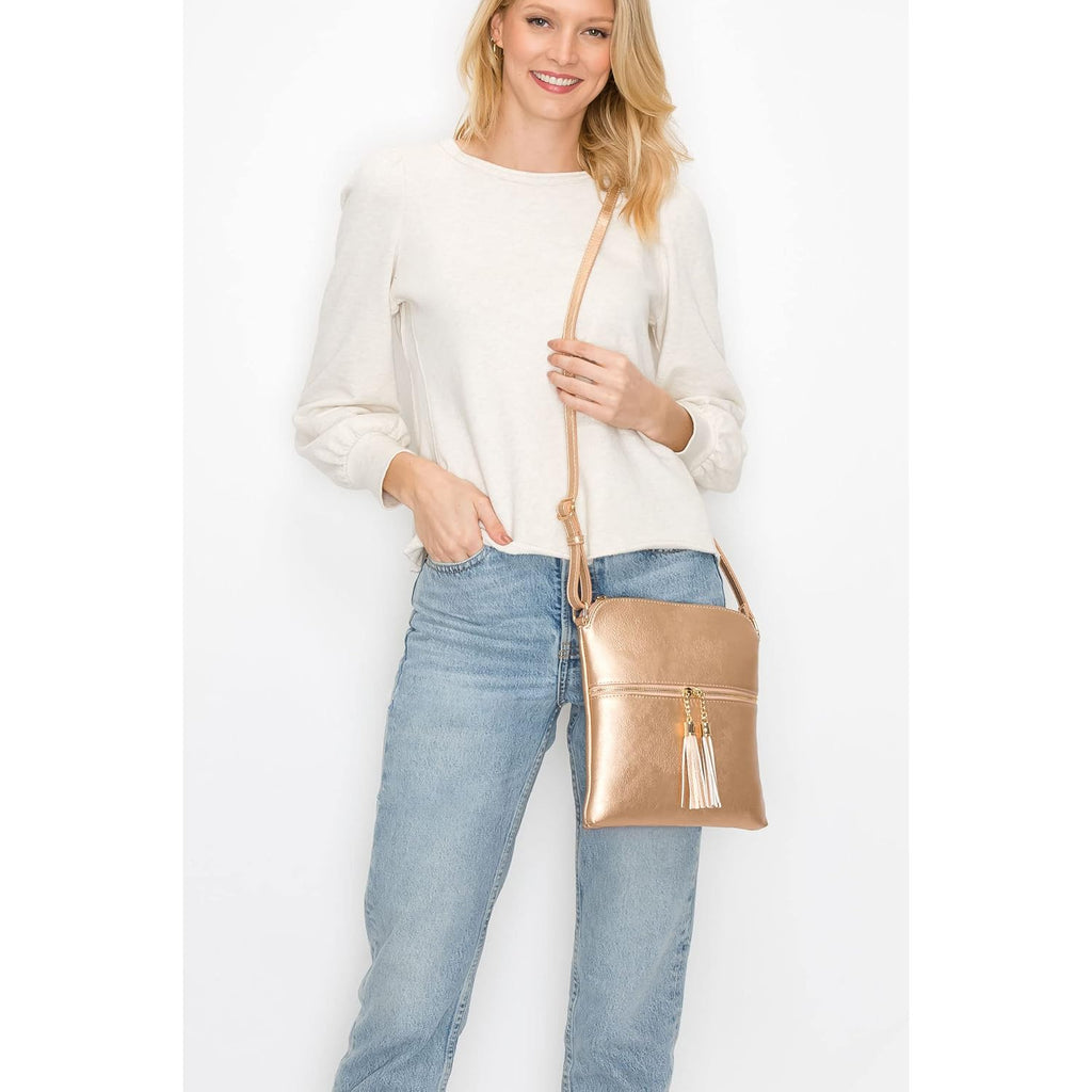 Womens Lightweight Medium Crossbody Purse With Tassel, Perfect Size Crossbody Bags For Daily Use, Travel