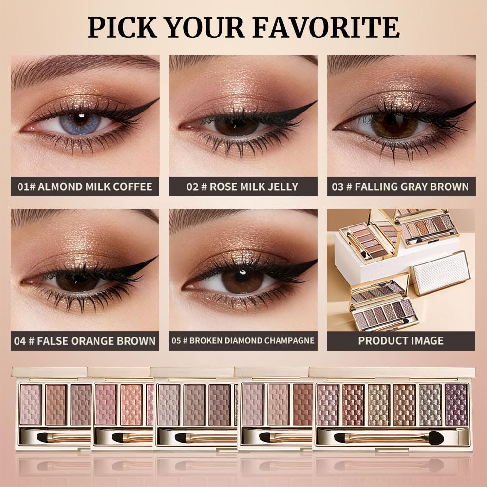Neutral Nude Brown Eyeshadow Palette – 6 Matte & Shimmer Shades, Blendable Long-Lasting Eye Shadow Kit for Natural Everyday Makeup, Soft Glam Looks & Mature Eyes, High Pigment Smooth Formula 1