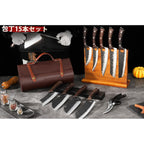 Drgskl Serbian Chef Knife Set - 10 Pcs Hand Forged Knife Set With Bag | Japanese Ats-34 Steel, Hand Forged Full Tang Knife, Ebony Handle, Anti-Stick Pounding Texture, Full Accessory Kit, Ideal Gift