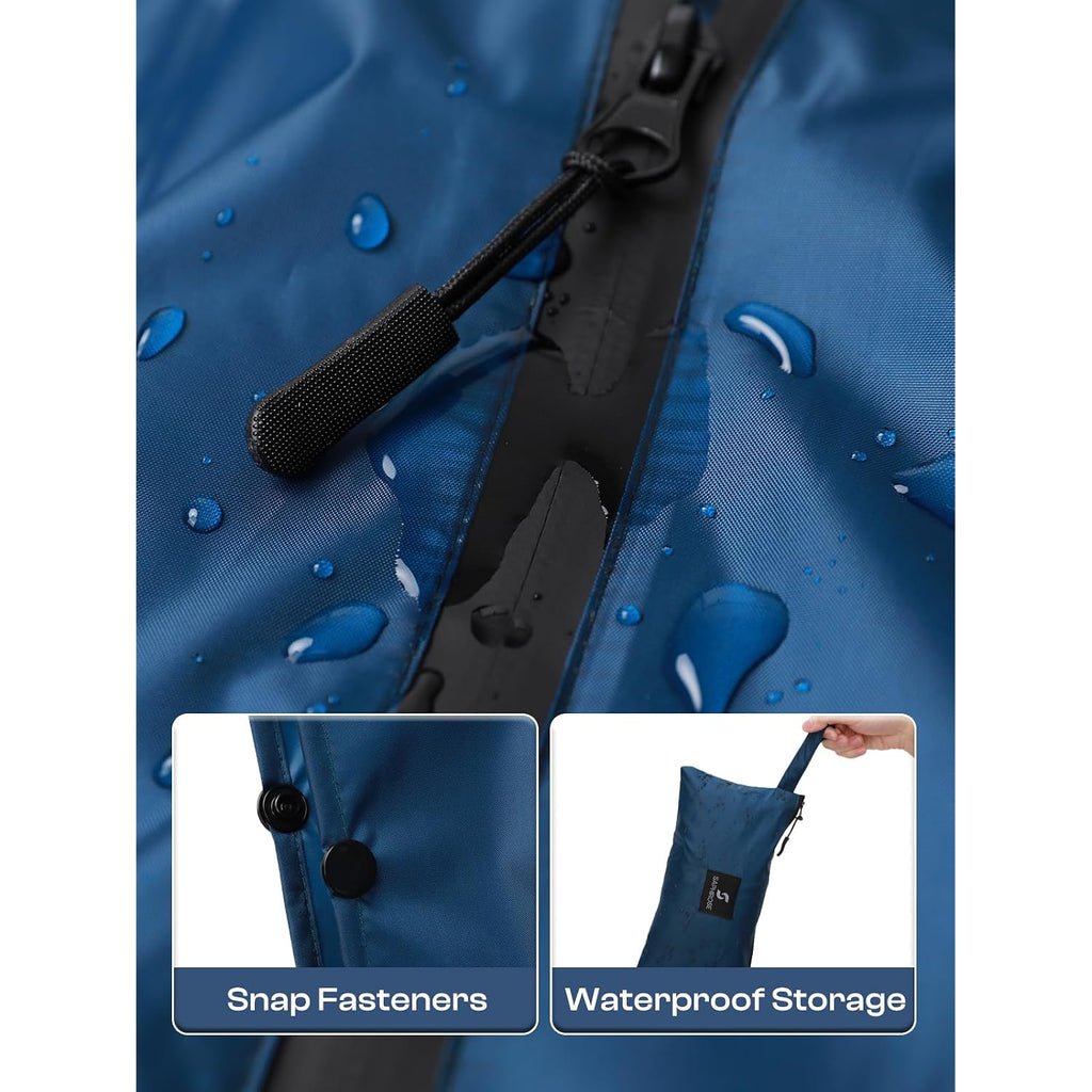 Saphirose Lightweight Waterproof Rain Poncho For Adults With Hood Portable Rainwear For Outdoor
