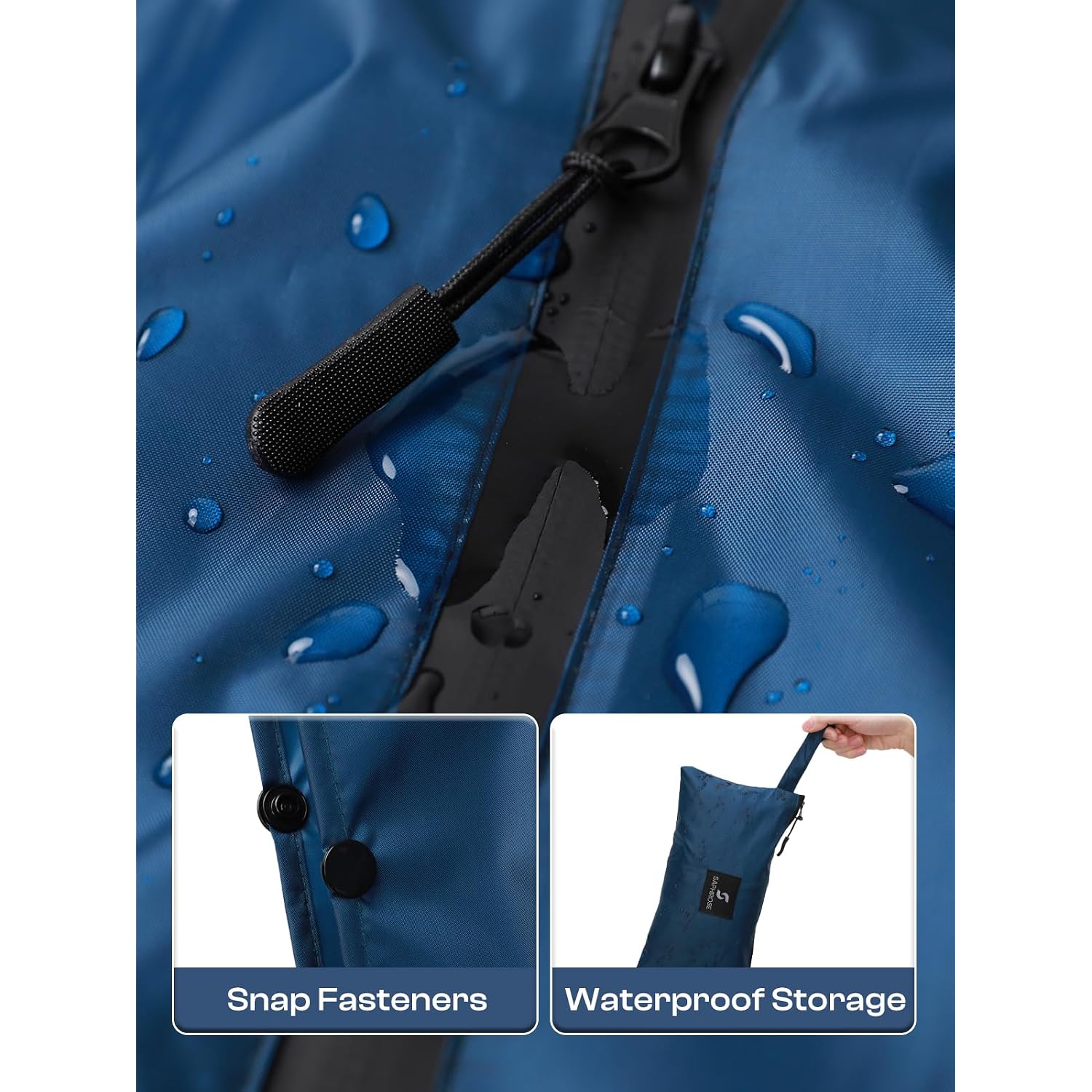 Saphirose Lightweight Waterproof Rain Poncho For Adults With Hood Portable Rainwear For Outdoor