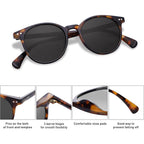 SOJOS Small Round Classic Polarized Sunglasses for Women Men Vintage Style UV400 Lens MAY SJ2113 Amber Tortoise/Grey