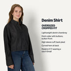Amazon Essentials Women'S Modern Oversized-Fit Cropped Denim Button-Down Shirt