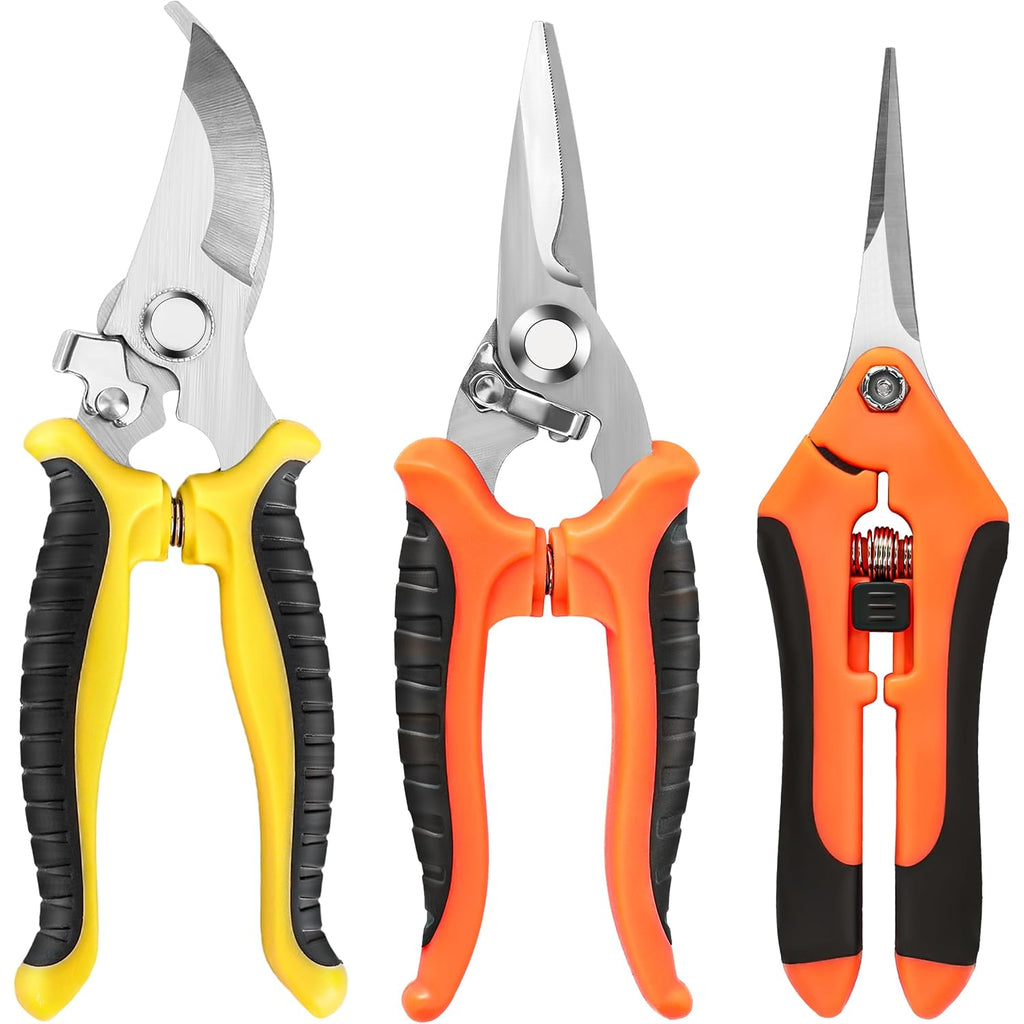 3 Pack Garden Pruning Shears, Stainless Steel Shears, Gardening Shears, Scissors, Garden Clippers, Pruning Snips, Pruning Shears For Gardening Tools