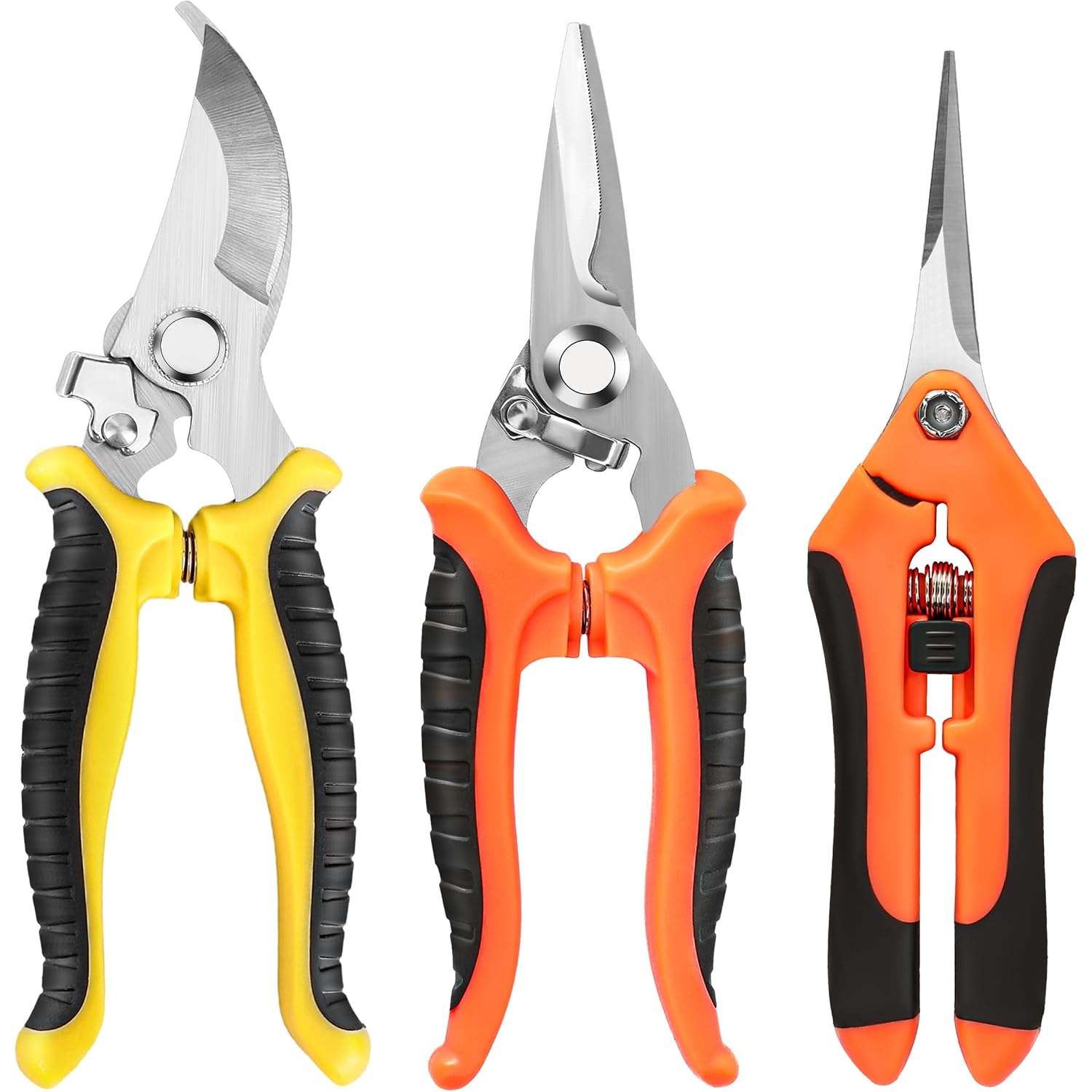 3 Pack Garden Pruning Shears, Stainless Steel Shears, Gardening Shears, Scissors, Garden Clippers, Pruning Snips, Pruning Shears For Gardening Tools