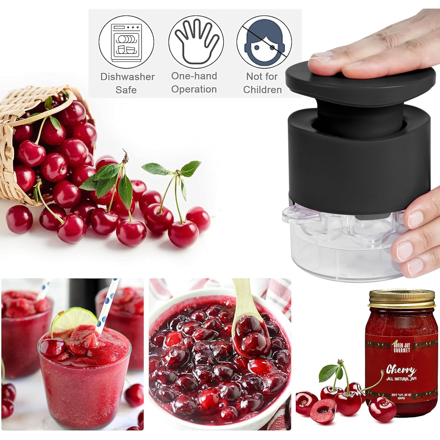 Cherry Pitter Tool 7-In-1, Portable Cherries Seed Remover, Fruit Pit Core Remover For Make Fresh Cherry Dishes, Cherry Pie And Jam And Cocktail Cherries