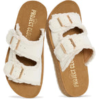 Project Cloud Comfortable Sandals Women - Lightweight With Plush & Soft Insole Buckle Womens Sandals - Non Slip And Durable Fashion Platform Frayed Sandal For Women 2026 (Light)