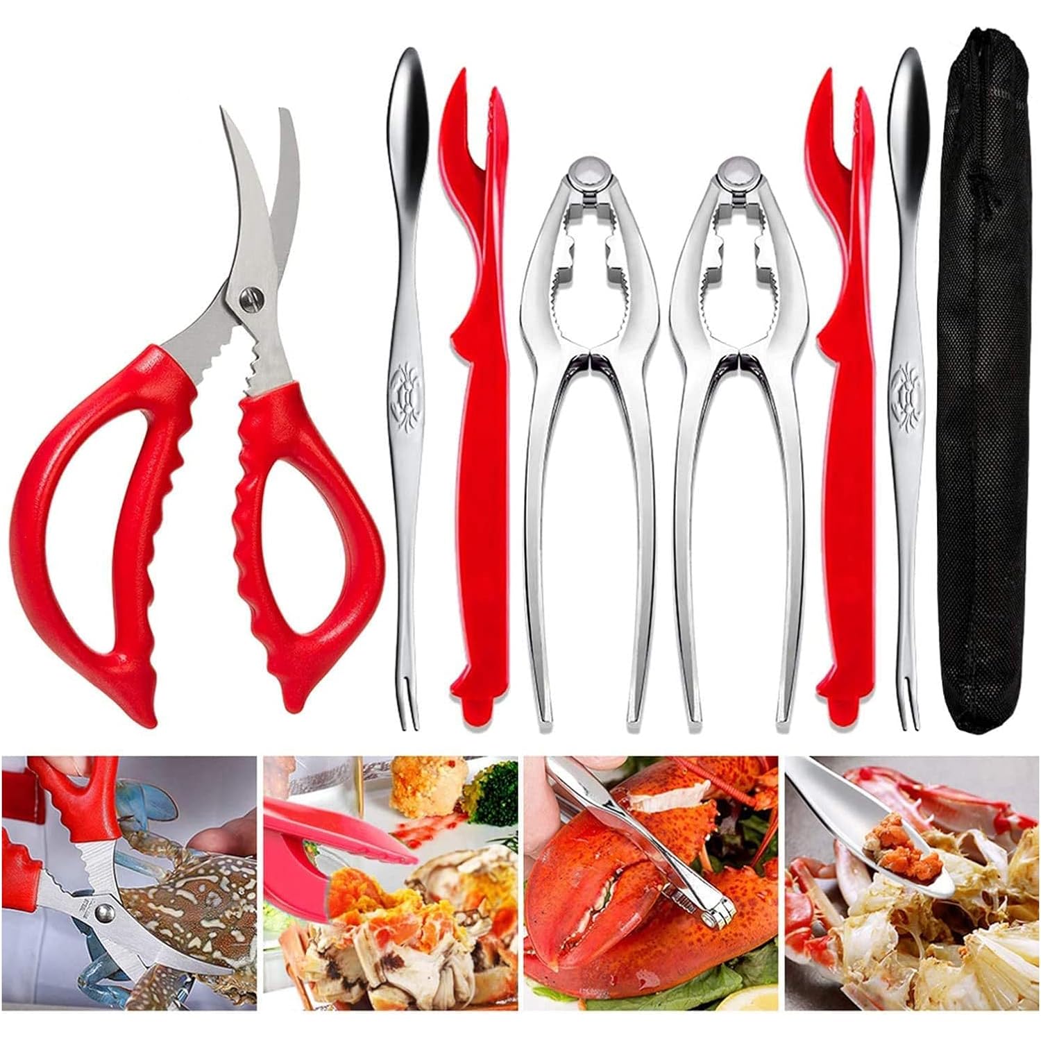 Crab Leg Crackers And Tools - Lobster Crackers And Picks Set Shellfish Crab Claw Cracker Stainless Steel Seafood Crackers & Forks - Lobster Tools For Eating