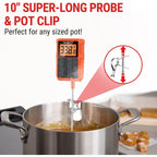 Temppro Tp510 Waterproof Digital Candy Thermometer With Pot Clip, 10" Long Probe Instant Read Food Cooking Meat Thermometer For Grilling Bbq Deep Fry Oil Fathers Day Gift (Previously Thermopro)