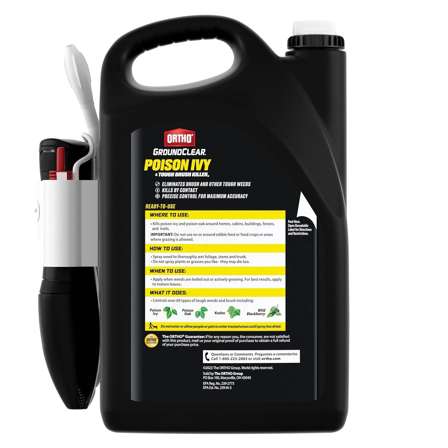 Ortho Groundclear Poison Ivy & Tough Brush Killer3, 1 Gal. | Ready-To-Use Weed Killer Spray With Comfort Wand, Results In 1 Hour, Control Poison Ivy, Poison Oak, Kudzu, Poison Oak