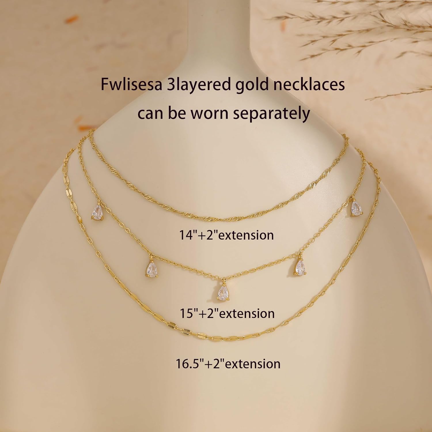Layered Necklaces for Women, Dainty Gold Necklace Stack 14k Gold Plated Layering CZ Chain Choker Necklaces for Women Trendy Simple Non Tarnish Gold Necklaces Set Fashion Bridal Prom Jewelry