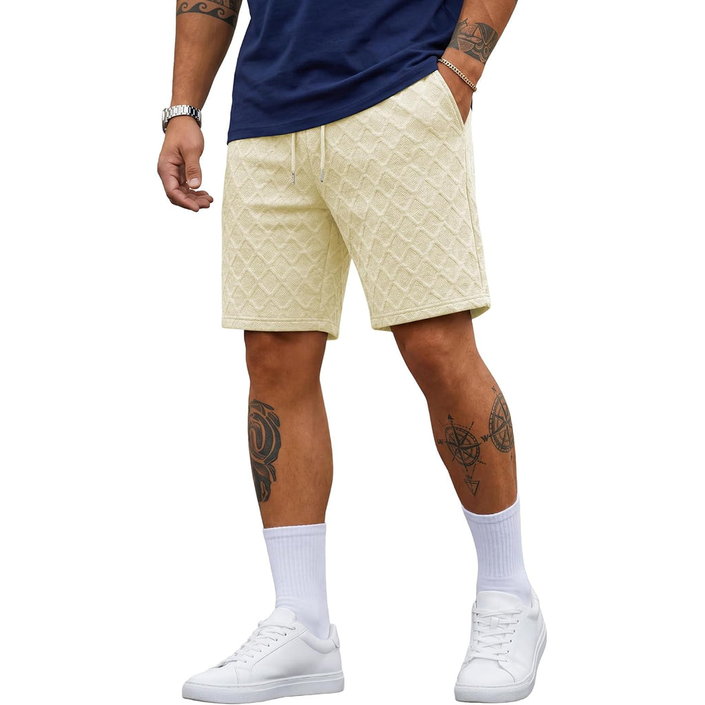 Jmierr Mens Sweat Shorts Drawstring Summer Beach Stretch Texture 7 Inch Running Shorts With Pocket