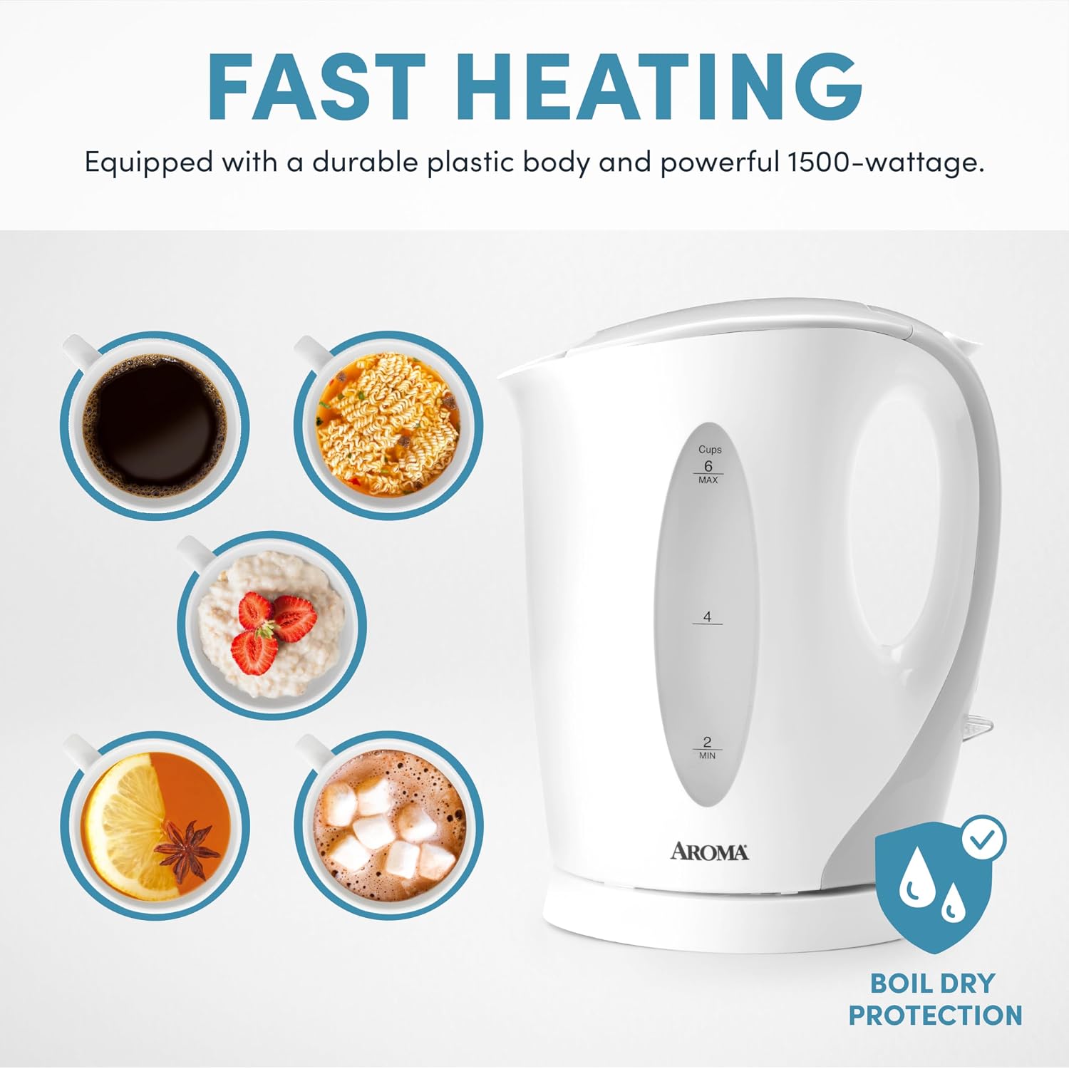 Aroma® 1.5L / 6-Cup Electric Tea Kettle