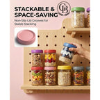 16 OZ 4Pack, Overnight Oats Jars with Lids, Glass Meal Prep Containers, Airtight Mason Jars for Breakfast, Yogurt Parfait, Salad & Smoothies, Leakproof and Reusable Food Storage Jars(4-2)
