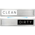 Stainless Steel Dishwasher Magnet Clean Dirty Sign - Premium Magnetic Signs That Say Clean/Dirty - Optional Sticker Adhesive For Non-Metal Surface Dish Washers - Black & White Minimalistic Style