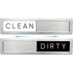 Stainless Steel Dishwasher Magnet Clean Dirty Sign - Premium Magnetic Signs That Say Clean/Dirty - Optional Sticker Adhesive For Non-Metal Surface Dish Washers - Black & White Minimalistic Style