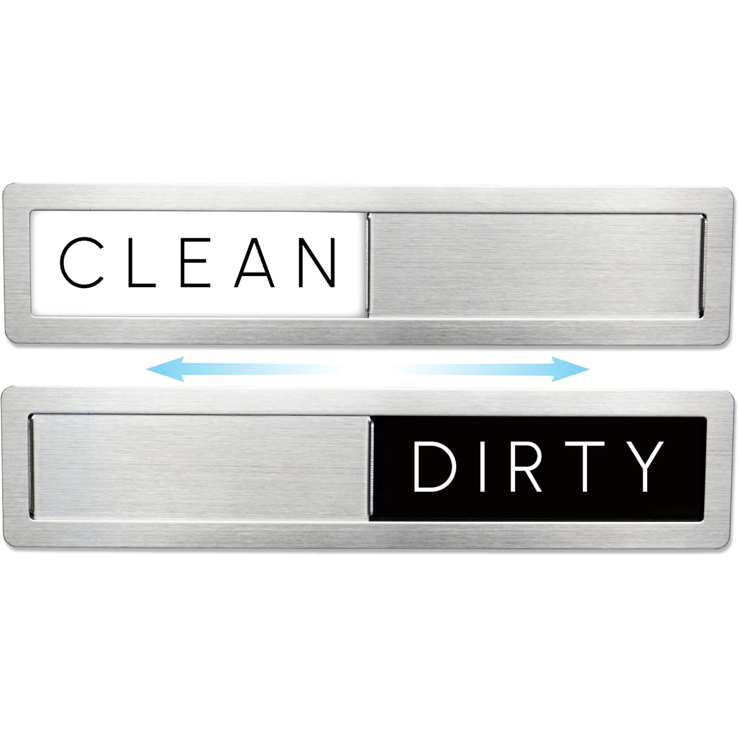 Stainless Steel Dishwasher Magnet Clean Dirty Sign - Premium Magnetic Signs That Say Clean/Dirty - Optional Sticker Adhesive For Non-Metal Surface Dish Washers - Black & White Minimalistic Style