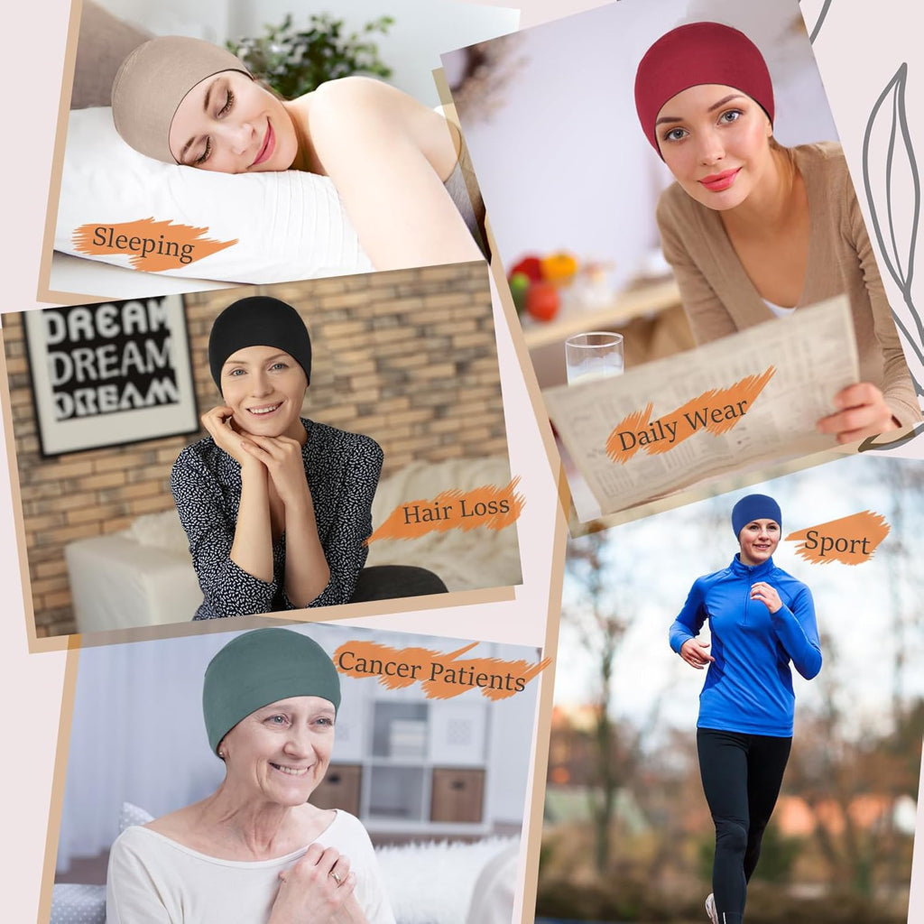 4-Piece Soft Chemo Headwear Set - Lightweight Sleeping Caps For Women With Hair Loss