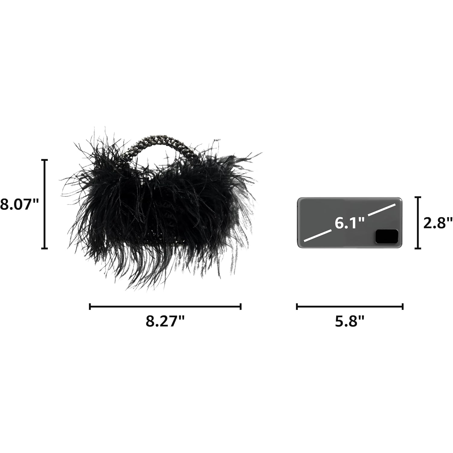 Miuco Real Natural Ostrich Feather Beaded Handbags For Women Handmade Evening Bags Clutch Purse
