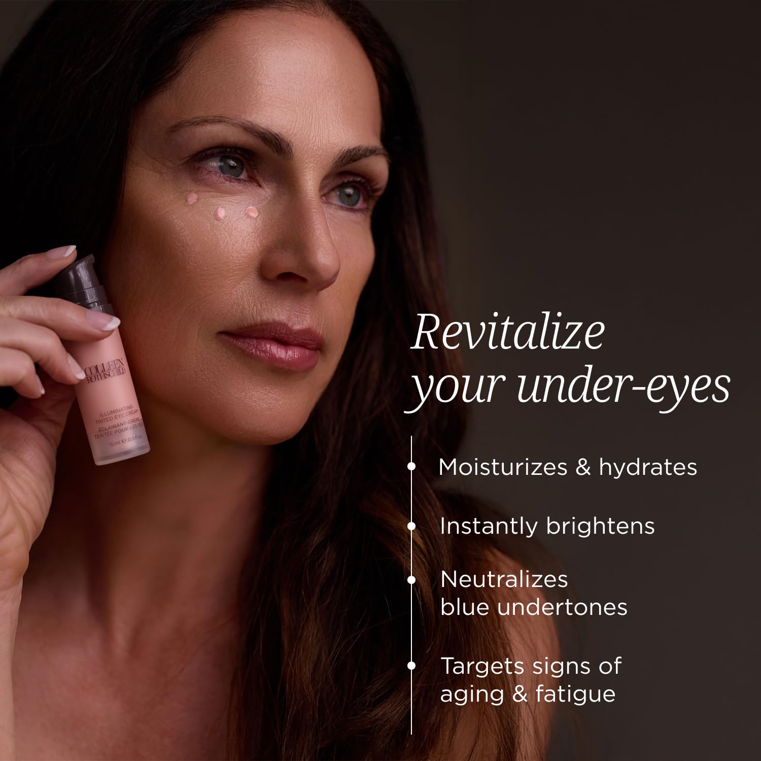 Colleen Rothschild Illuminating Tinted Eye Cream - Instant Brightening Under Anti Dark Circles Treatment With Hyaluronic Acid, Caffeine & Peptides