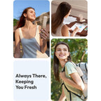 Aecooly Slim Portable Fan, Thin Handheld Fan, Usb Rechargeable Mini Personal [24H Max Cooling Time], Battery Powered Small Foldable Pocket For Travel, Summer, Gifts For Women, Girls -Beige