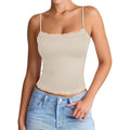PINKMSTYLE Women's Sexy Square Neck Lace Cami Tank Tops Fitted Double Lined Sleeveless Crop Spaghetti Strap Summer Y2k Tops