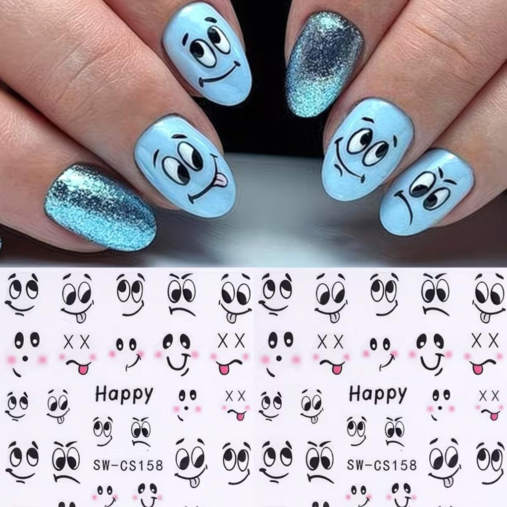 Cute Expression Nail Art Stickers Cute Black Ant Cartoon Nail Decals 6PCS 3D Self-Adhesive Black Ants Face Expression Playful Design Manicure Stickers Gel Polish Sliders for Women DIY Nail Decorations