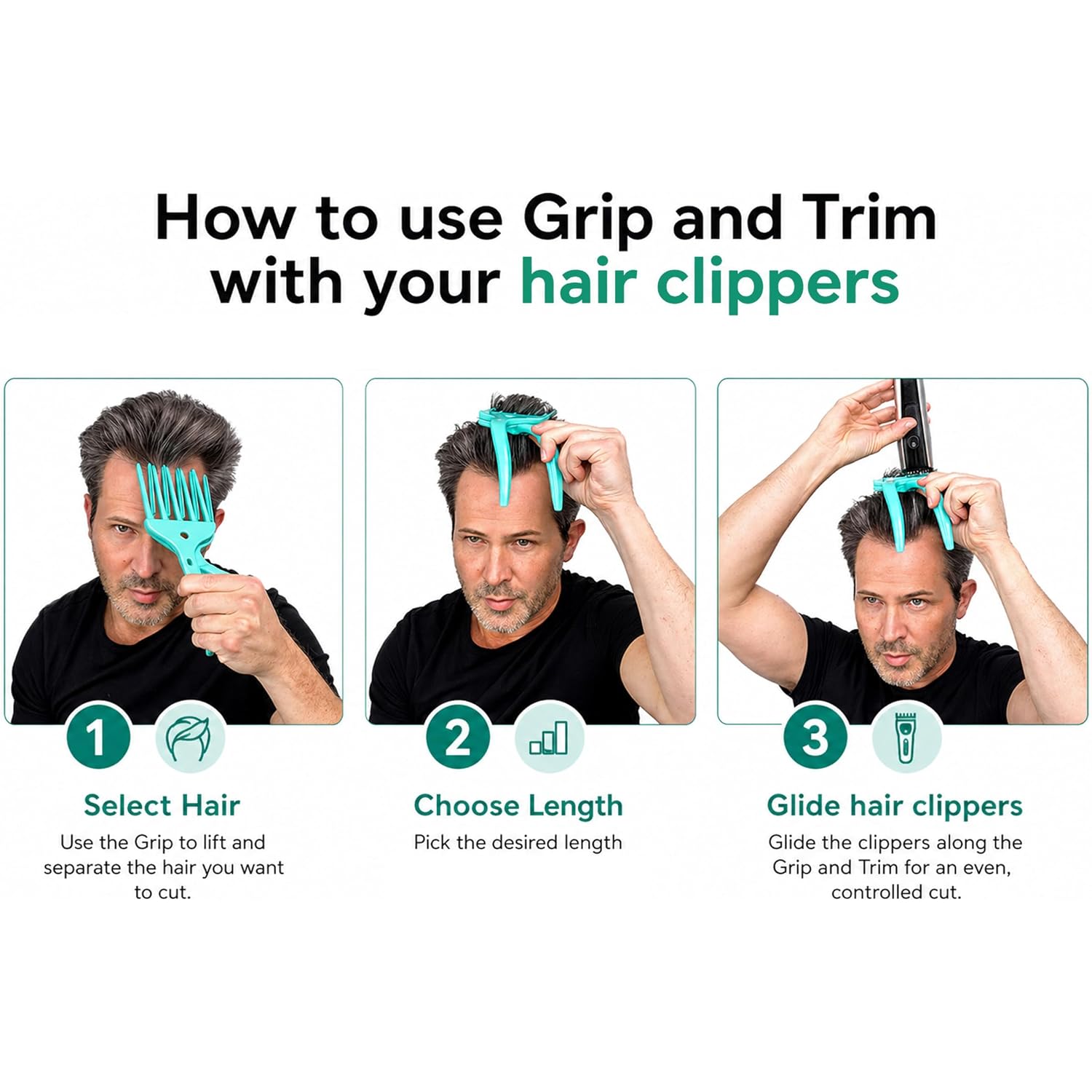 Cut Your Own And Other'S Hair At Home The Easy Way | Diy Haircut Tool For Everyone | Use With Your Hair Clippers For Clean, Even Trims Every Time With Grip And Trim.