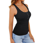 GKBK Womens Low Cut Ribbed Tank Tops Scoop Neck Sexy Casual Fitted Sleeveless Henley Racerback Summer Cami Shirts