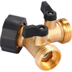 Garden Hose Splitter 2 Way Heavy Duty, Y Connector Brass Garden Hose Adapter, Hose Bib Splitter With 2 Extra Rubber Washers | Brass Garden Hose Adapter Hose Bib Splitter With 4 Extra Rubber Washers
