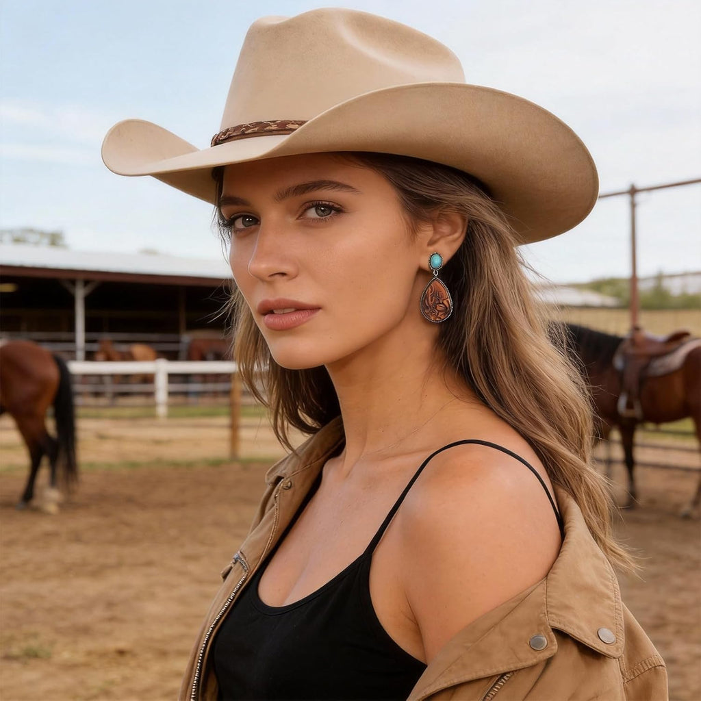 Western Earrings Outfit for Women Turquoise Boot Dangle Earrings Western Jewelry Country Concert Outfits for Women Dress Cowboy Chic Rodeo Outfit Shirts Dress Accessories