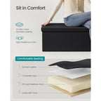 Songmics Mazie Collection - 43 Inches Folding Storage Ottoman Bench, Ottoman With Storage, Foot Rest Stool, Load 660 Lb, For Living Room, Synthetic Leather, Black Ulsf701