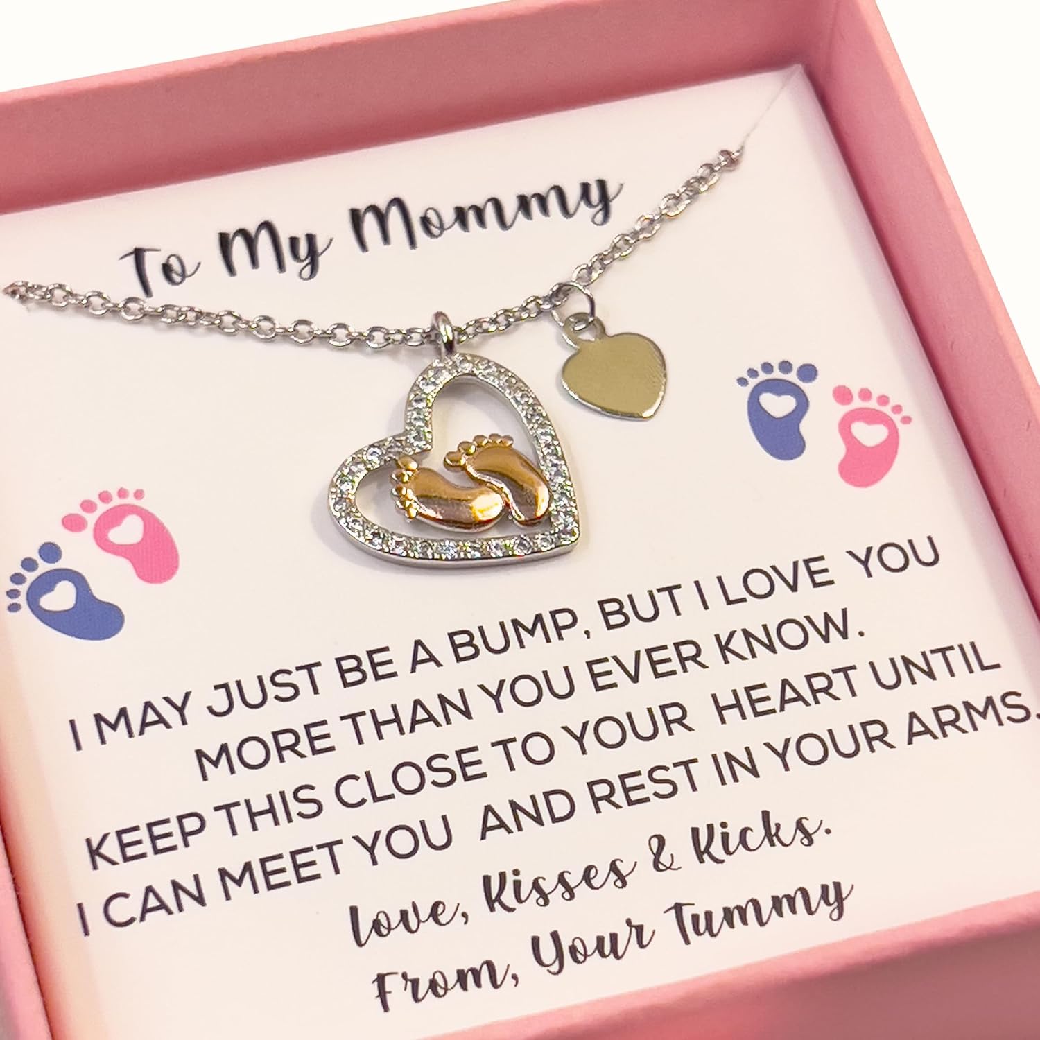 Mothers Day Gifts,Gifts For moms,Mommy To Be Sterling Silver Baby Feet Necklace,Expecting Mom Gift