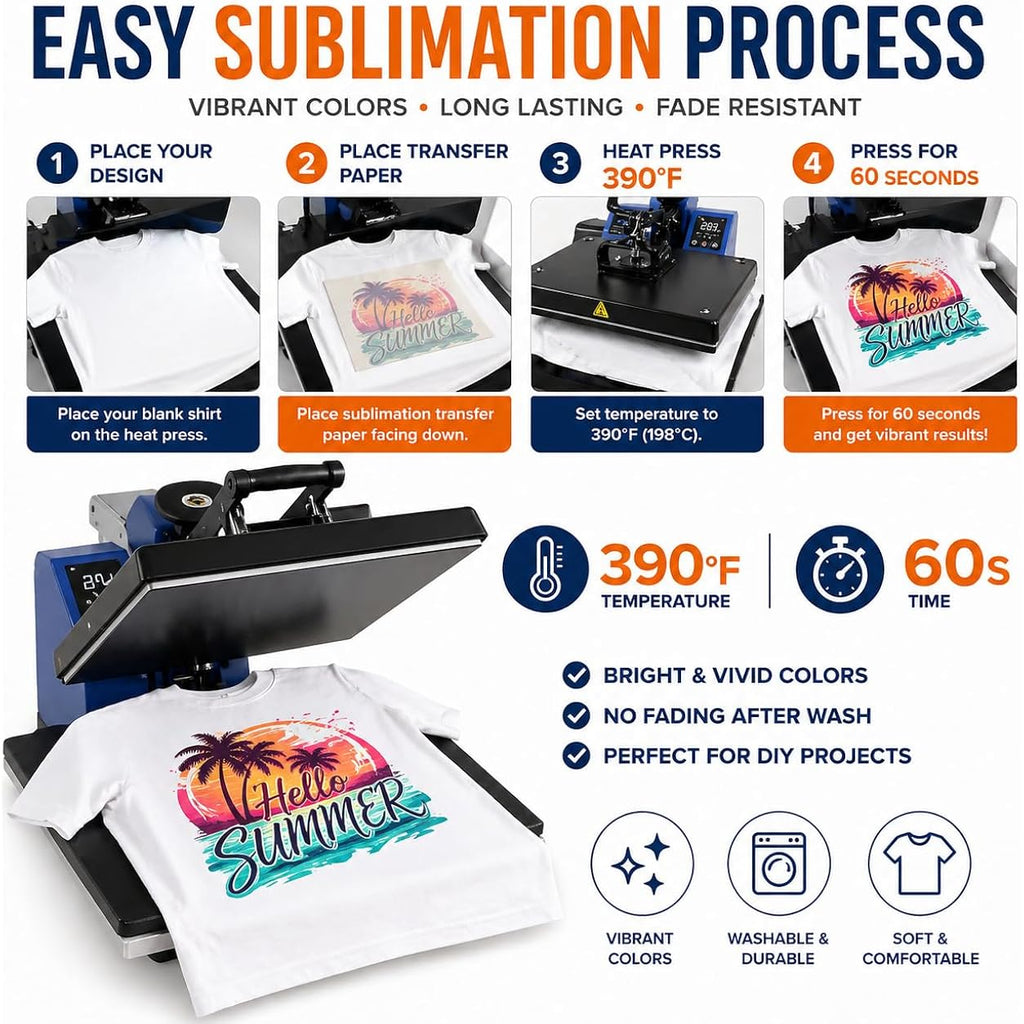 Sublimation Blank T-Shirts, Polyester, Crew Neck, White, Unisex