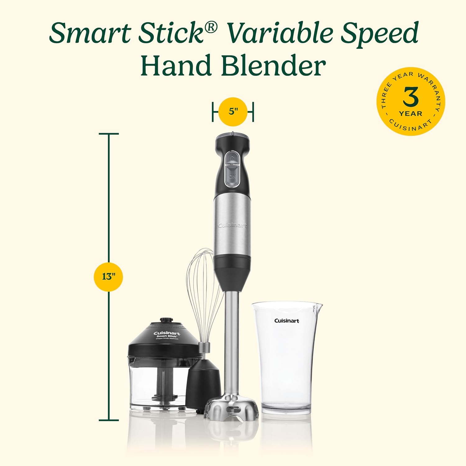 Cuisinart Csb-179 Smart Stick Variable Speed Hand Blender, Stainless Steel