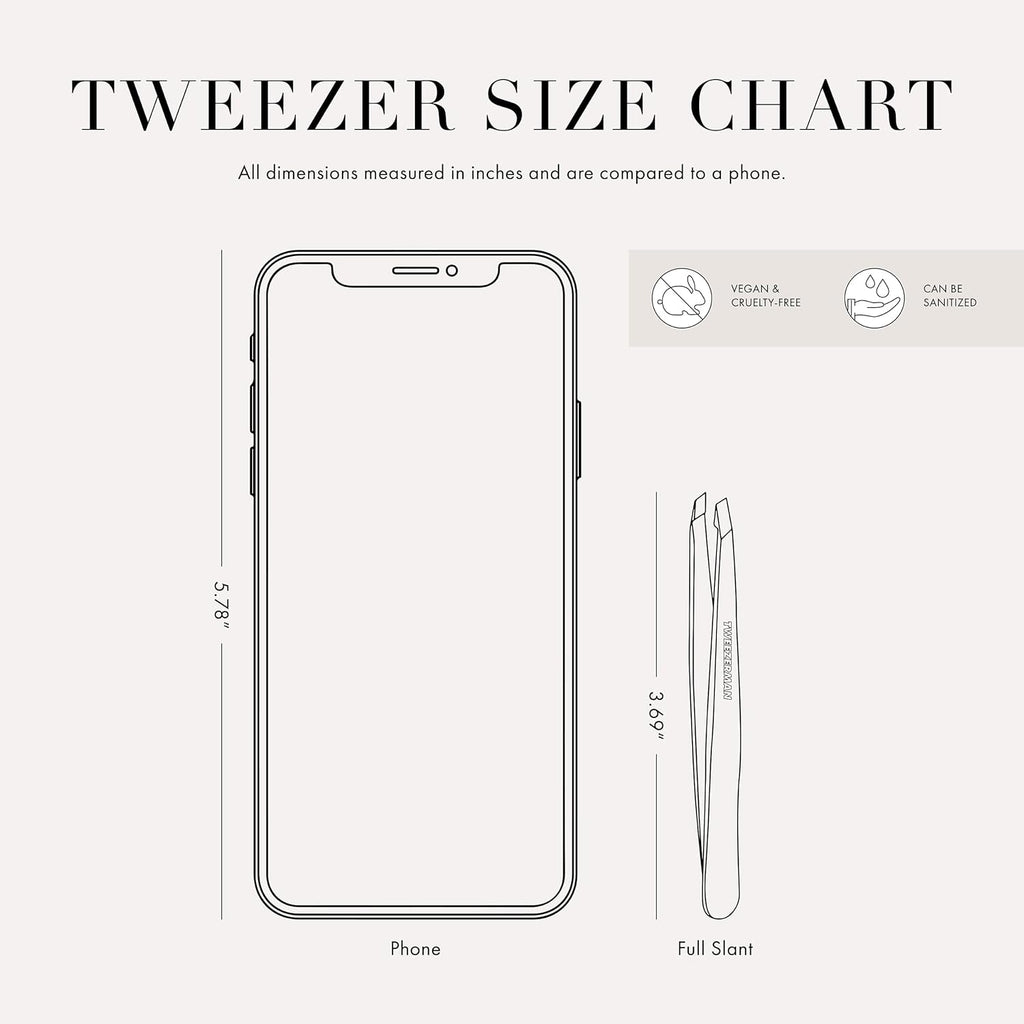 Tweezerman Black Stainless Steel Slant Tweezer - Eyebrow Tweezers for Women and Men