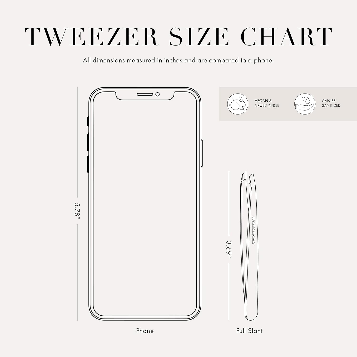 Tweezerman Black Stainless Steel Slant Tweezer - Eyebrow Tweezers for Women and Men